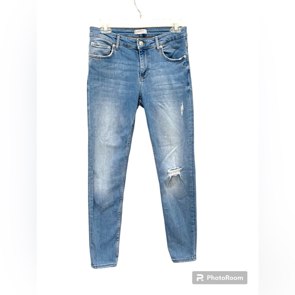 Zara Premium Denim Skinny Distressed Jeans Size 10